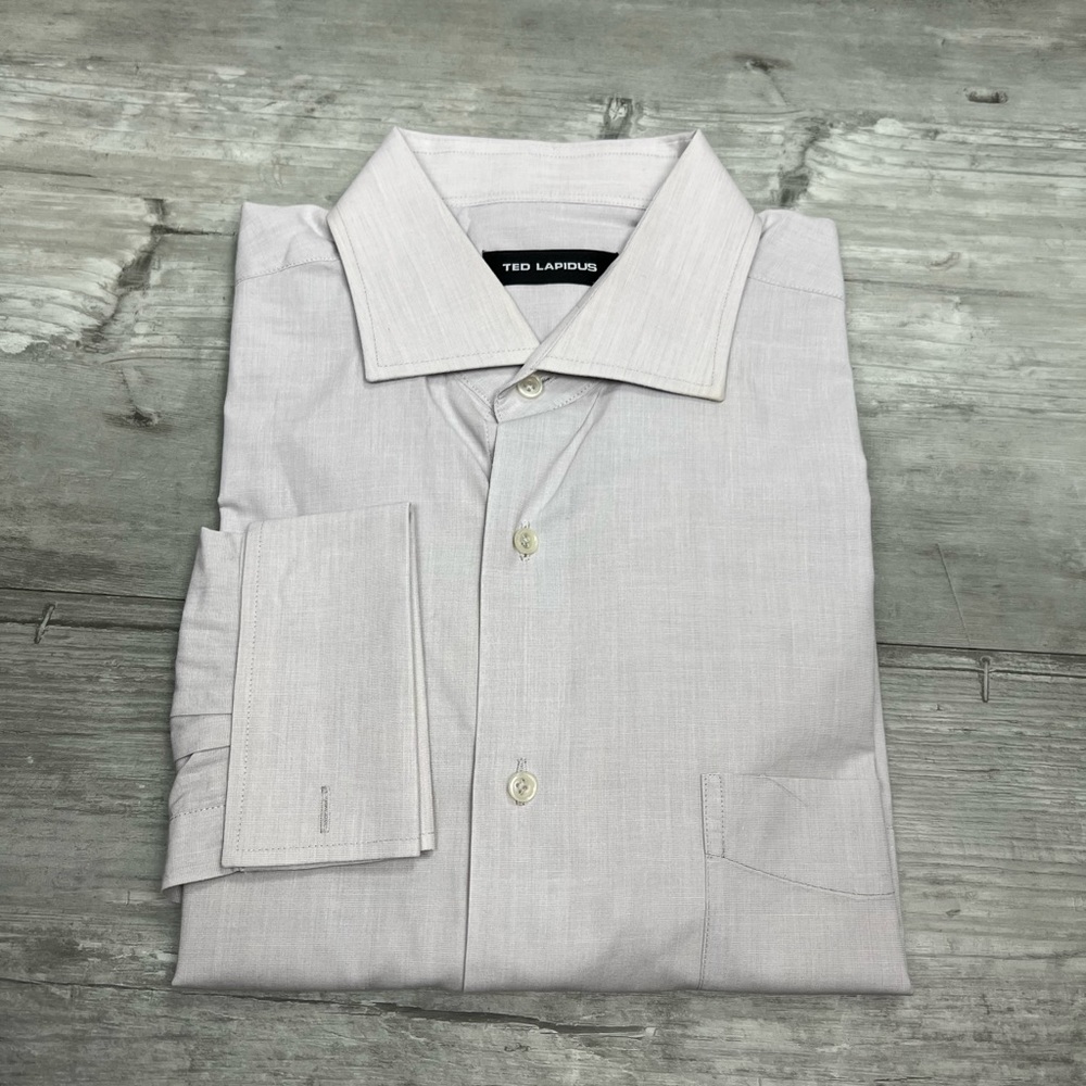 Ted Lapidus Light Grey French Cuff Dress Shirt 16.5 34/35